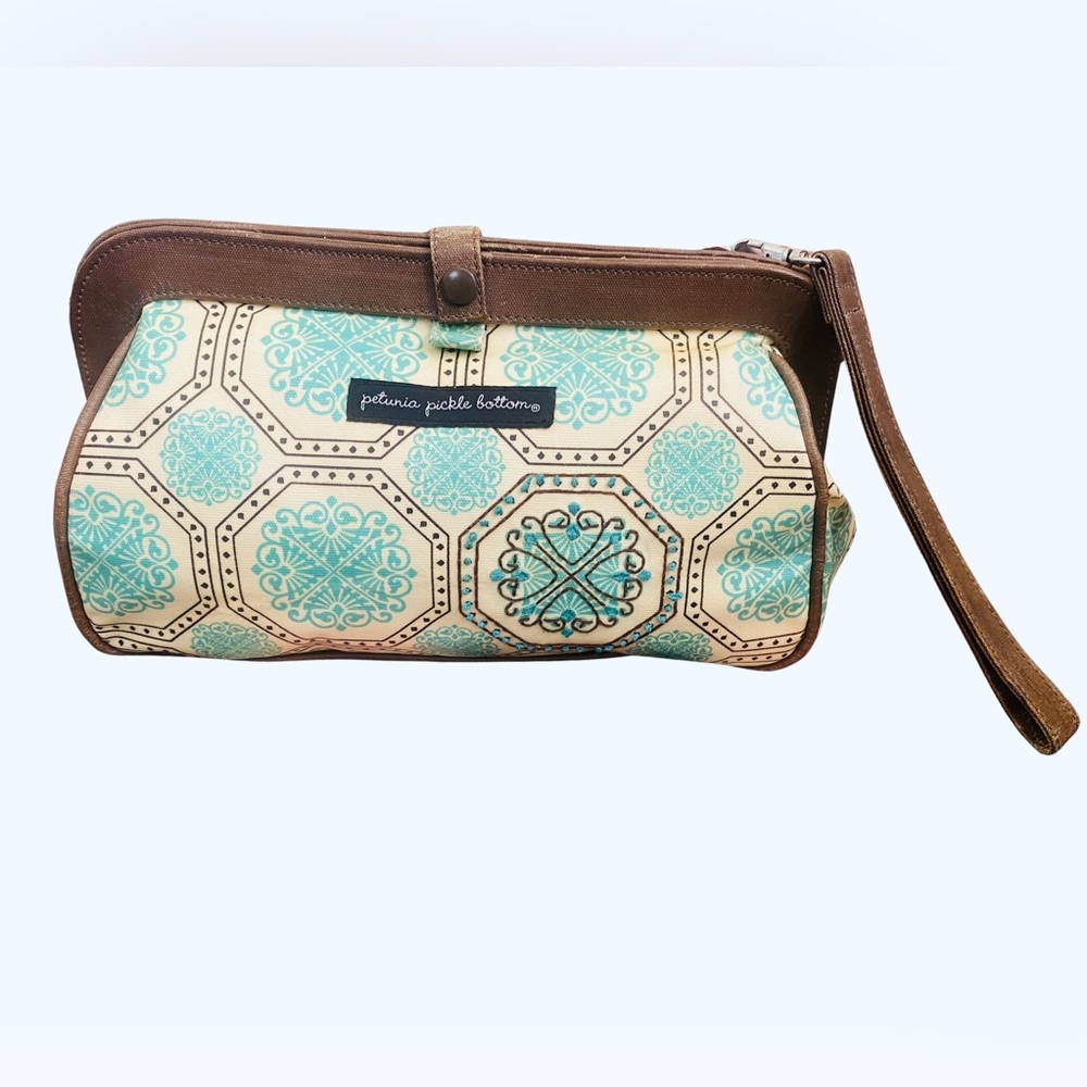 Petunia pickle bottom, clutch diaper bag in Brown turquoise